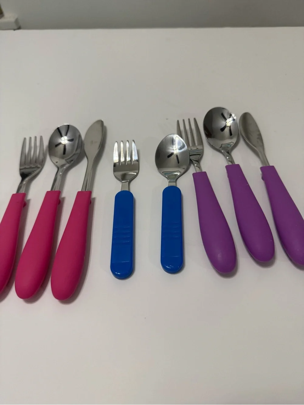 Toddlers- Kids Colorful Everyday Flatware Set — Pink, Blue & Purple Handles